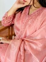 Pink Silk Salwar (cut work) - Image 4