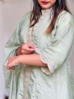 Silver Green Sharvani Type Salwar - Image 4
