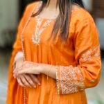 Silky Orange Flyer Salwar
