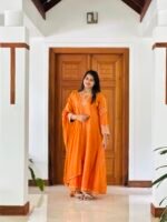 Silky Orange Flyer Salwar - Image 3