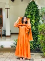 Silky Orange Flyer Salwar - Image 2